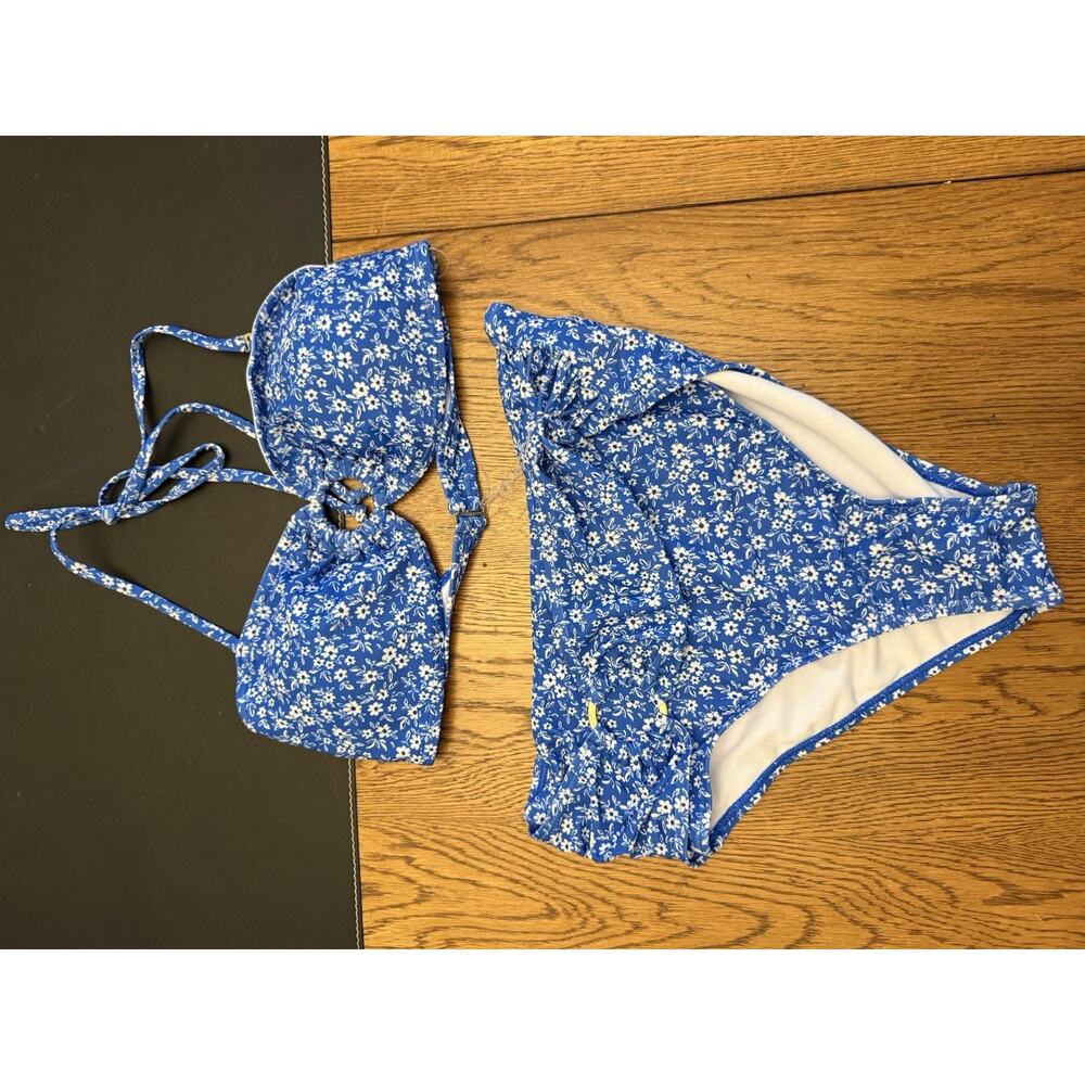 Tahari blue floral bikini set